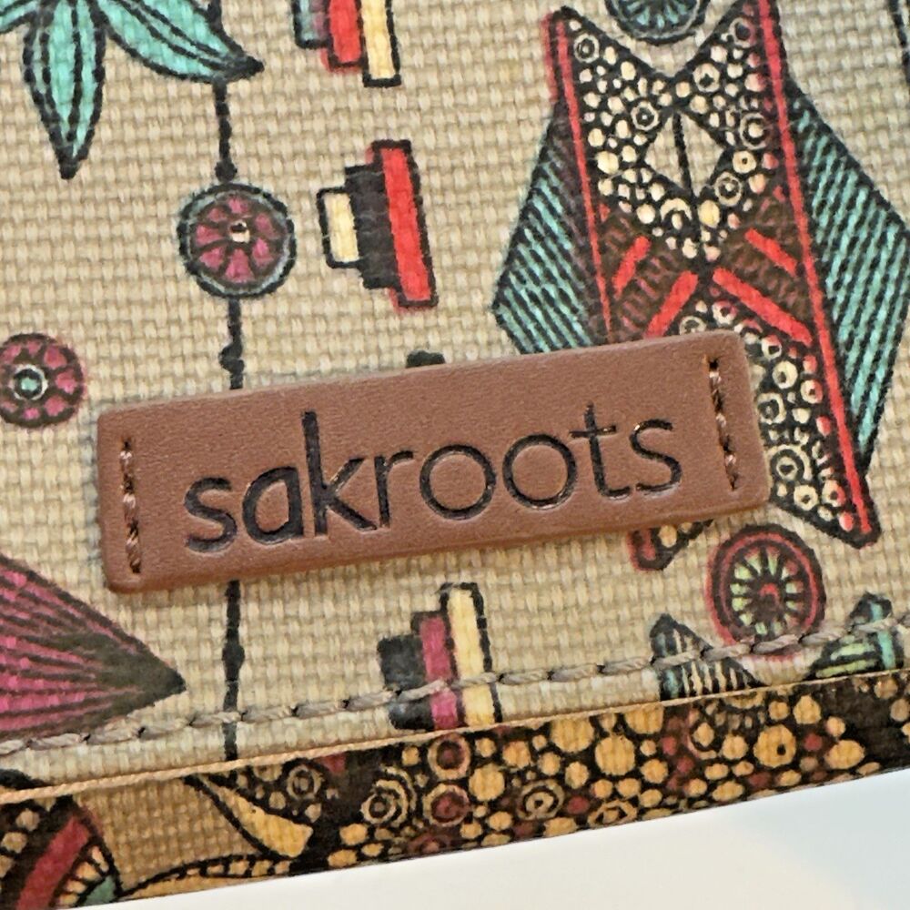 Sakroots Keychain Wallet Card Holder Coin Purse ID Case Southwestern Tan Floral